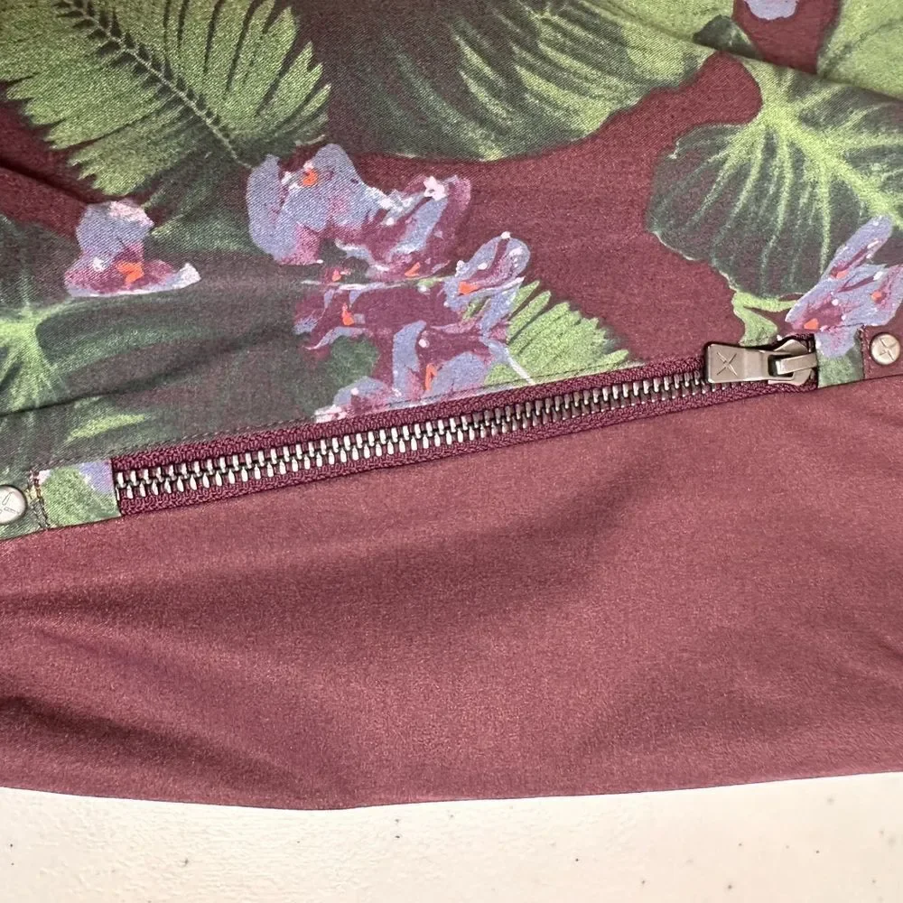 GSTQ Men's Floral Bomber Jacket Green/Maroon Full Zip - Size Small
